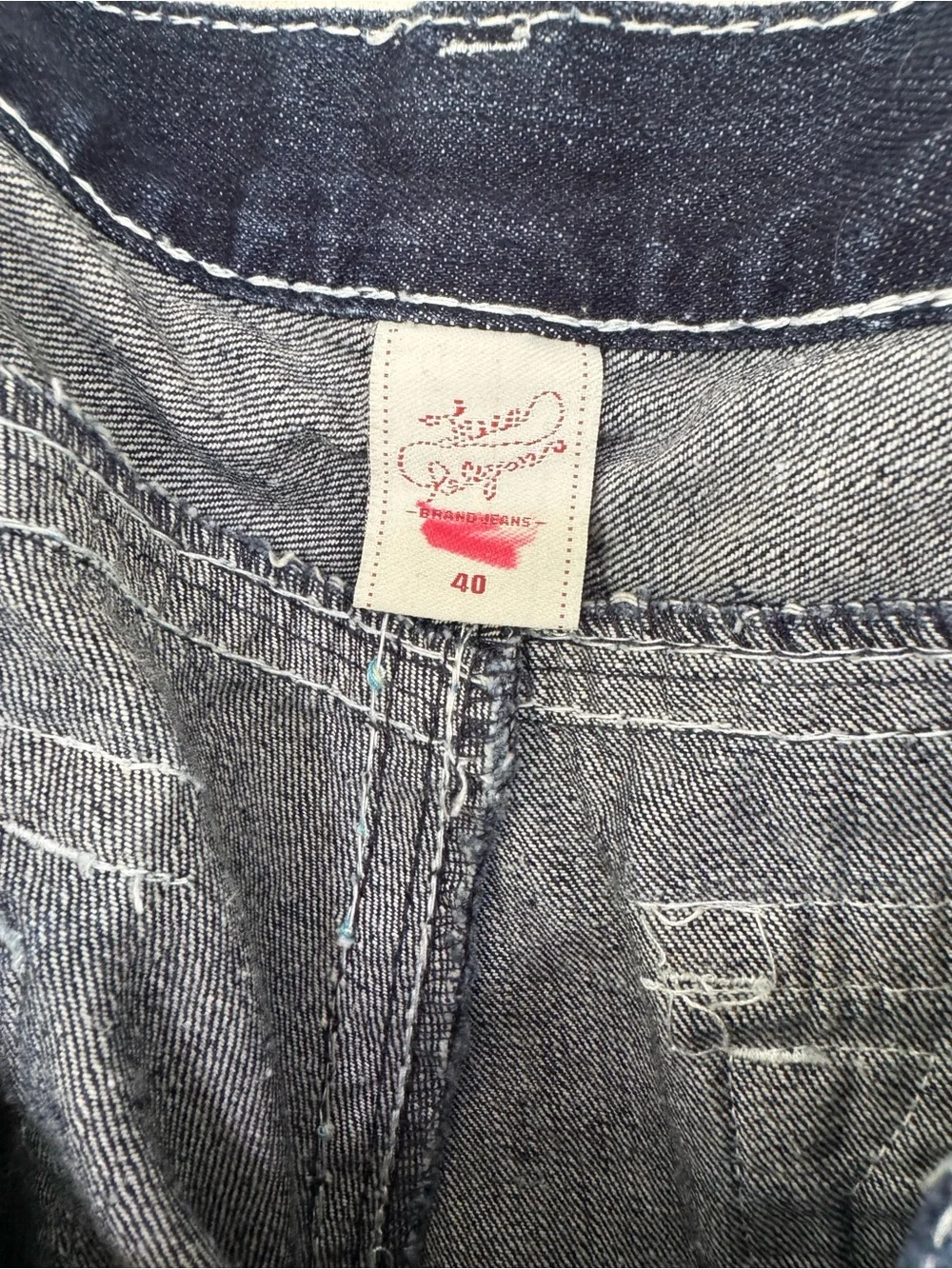 True Religion Men's Joey super T  Blue Straight Jeans with rainbow stitching